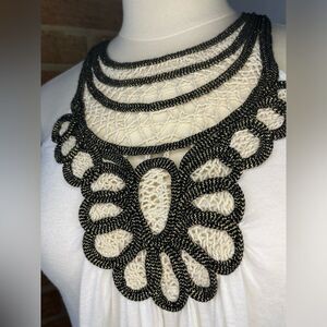 Queen Esther rope embellished cream top - M